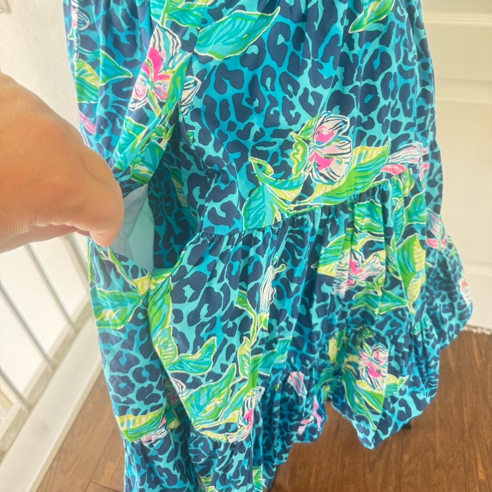 🦄Lilly Pulitzer Sz 12 Allison Dress Formentera Cheetah Turquoise Hot on the Spot - Picture 7 of 13